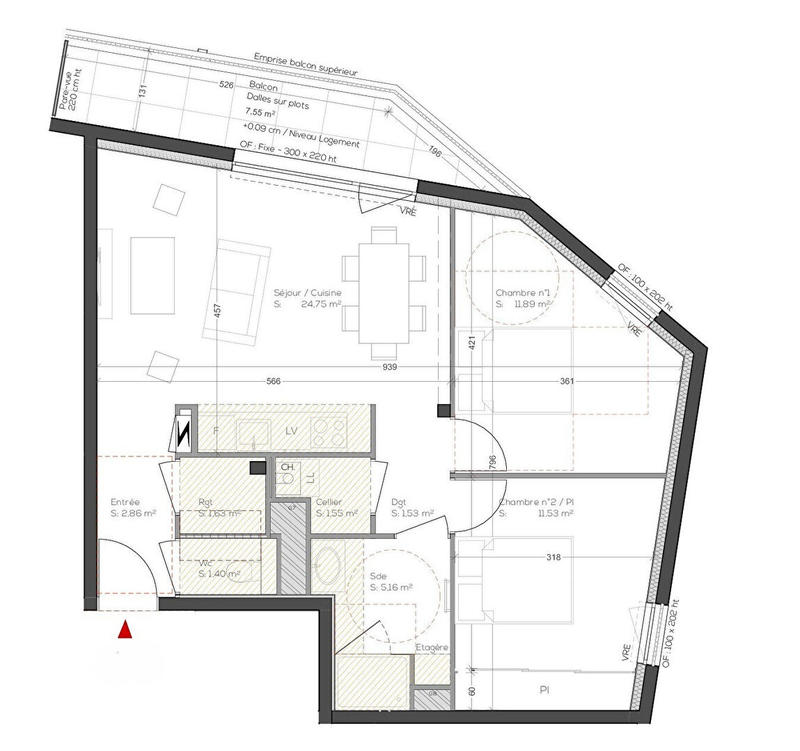 Appartement - 62 m² - 3 pièces