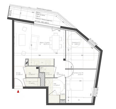 Appartement - 62 m² - 3 pièces