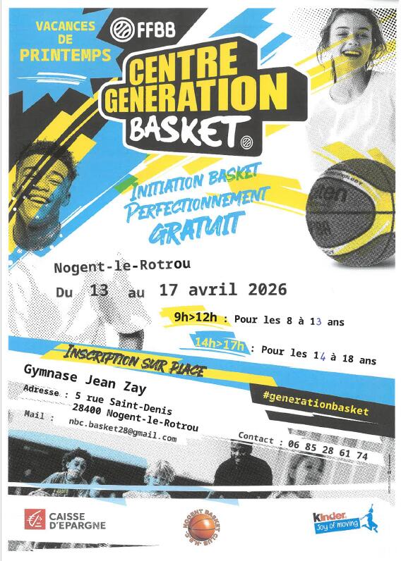 Stage d'initiation et perfectionnement au Basket