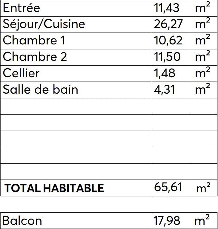 Appartement - 66 m² - 3 pièces