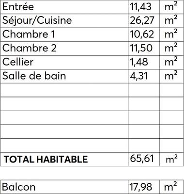 Appartement - 66 m² - 3 pièces