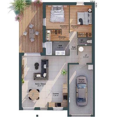 Maison - 74 m² - 4 pièces