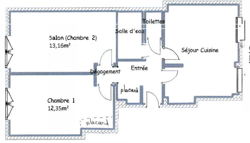 Appartement - 49 m² - 3 pièces