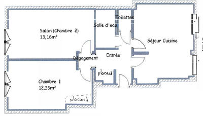Appartement - 49 m² - 3 pièces