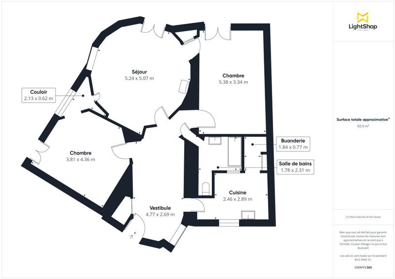 Appartement - 92 m² - 4 pièces