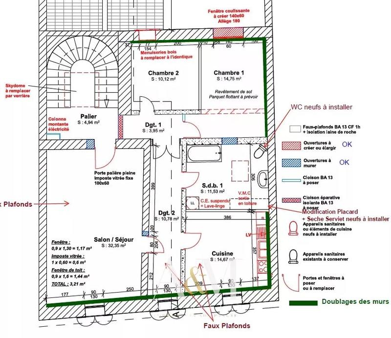 Appartement - 98 m² - 3 pièces