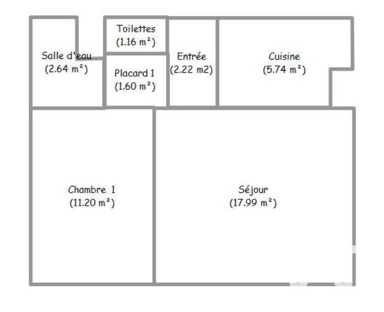 Appartement - 43 m² - 2 pièces