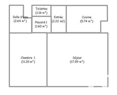 Appartement - 43 m² - 2 pièces