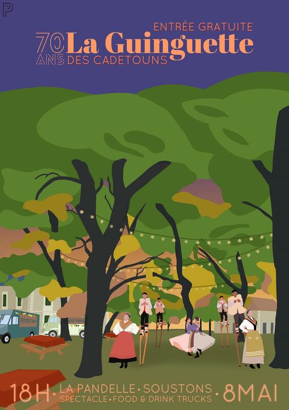 Guinguette Spectacle folklorique des échassiers Lous cadetouns