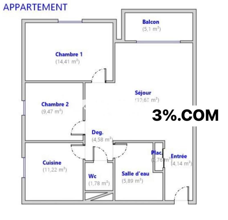 Appartement - 71 m² - 3 pièces