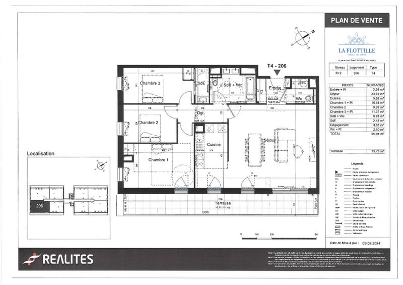 Appartement - 56 m² - 2 pièces