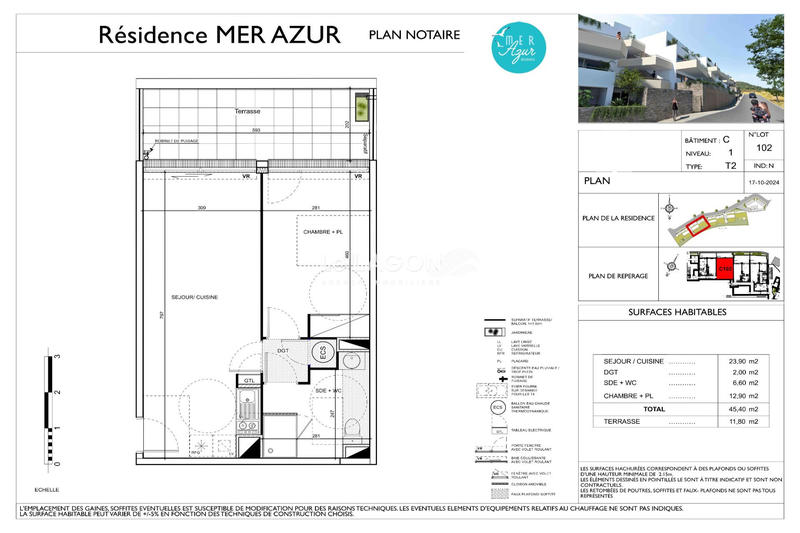 Appartement - 45 m² - 2 pièces