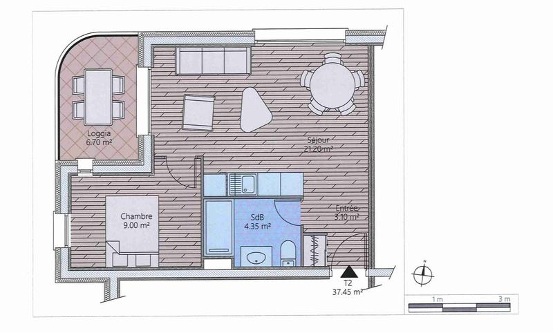 Appartement - 38 m² - 2 pièces
