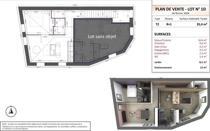 Appartement - 35 m² - 2 pièces