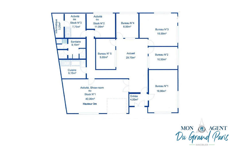 Bureau - 186 m² - 8 pièces