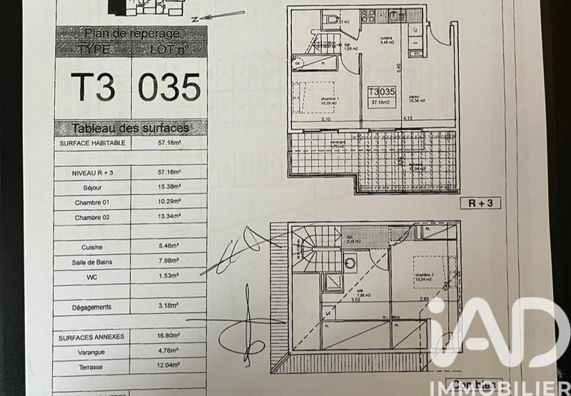 Duplex - 57 m² - 3 pièces
