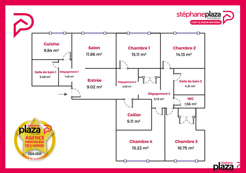 Chambre - 17 m² - 1 pièce