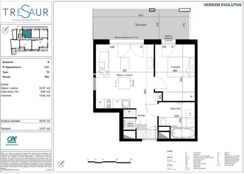 Appartement - 40 m² - 2 pièces
