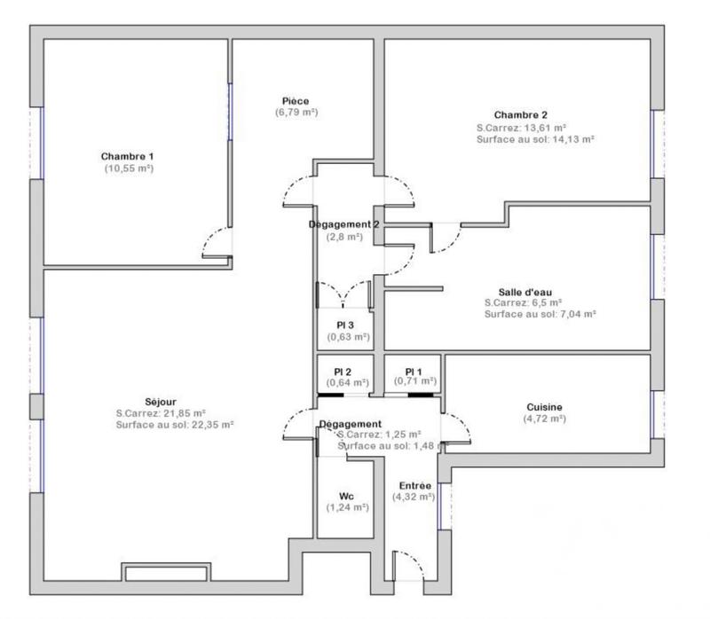 Appartement - 75 m² - 3 pièces
