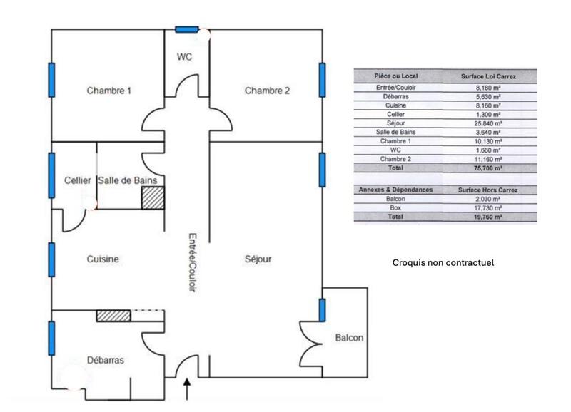 Appartement - 75 m² - 3 pièces