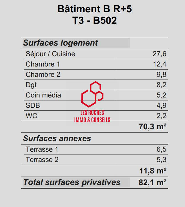 Appartement - 71 m² - 3 pièces