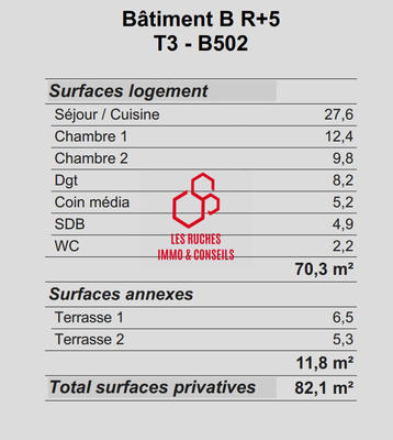Appartement - 71 m² - 3 pièces