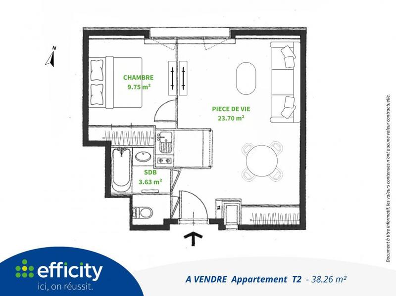Appartement - 38 m² - 2 pièces