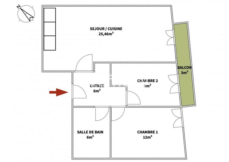 Appartement - 58 m² - 3 pièces