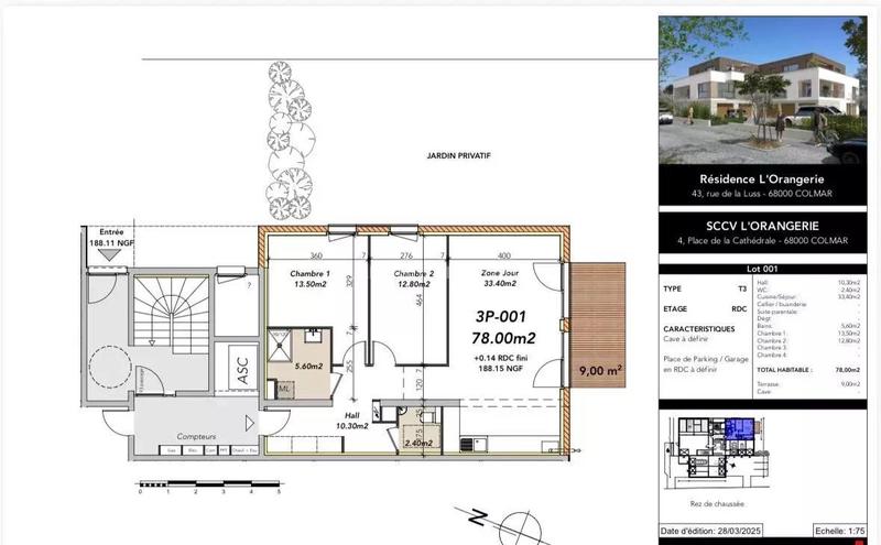 Appartement - 78 m² - 3 pièces