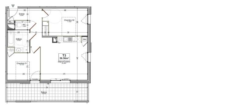 Appartement - 56 m² - 3 pièces