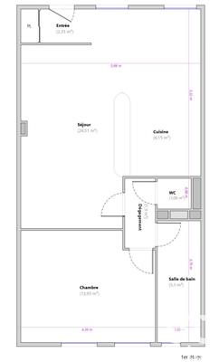 Appartement - 57 m² - 2 pièces