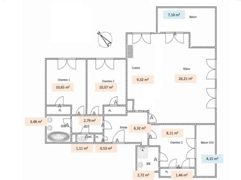 Appartement - 85 m² - 4 pièces