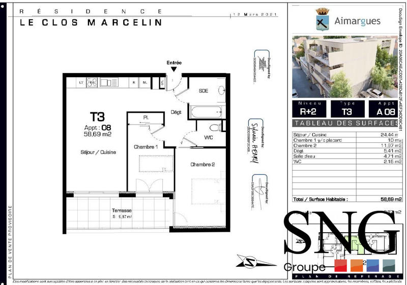 Appartement - 59 m² - 3 pièces