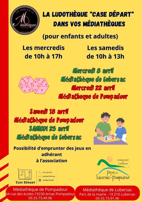 Ludothèque "case départ" à la médiathèque de Pompadour