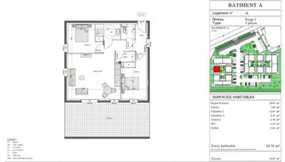 Appartement - 69 m² - 3 pièces