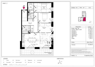 Appartement - 105 m² - 4 pièces