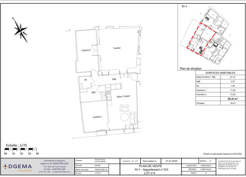 Appartement - 59 m² - 3 pièces