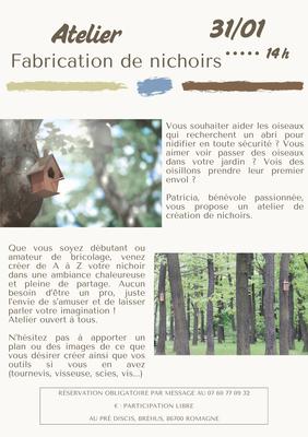 Atelier fabrication nichoirs
