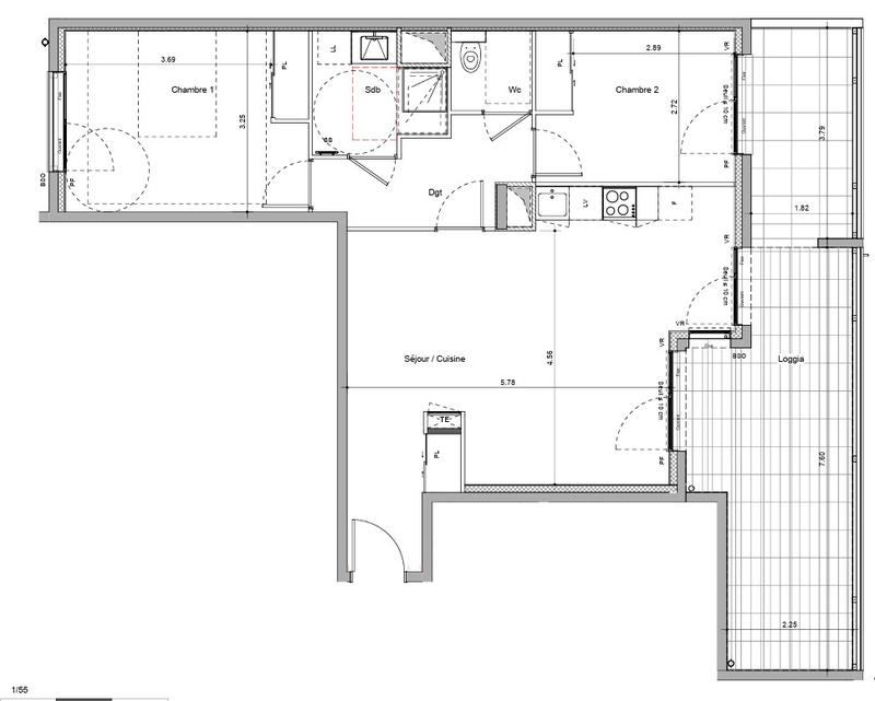 Appartement - 69 m² - 3 pièces