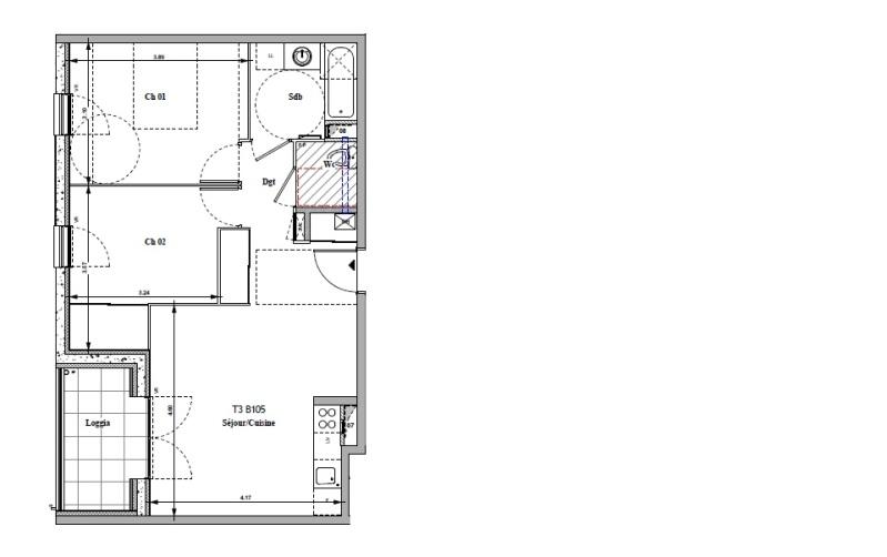 Appartement - 56 m² - 3 pièces