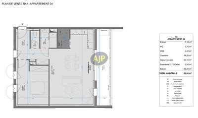 Appartement - 61 m² - 2 pièces