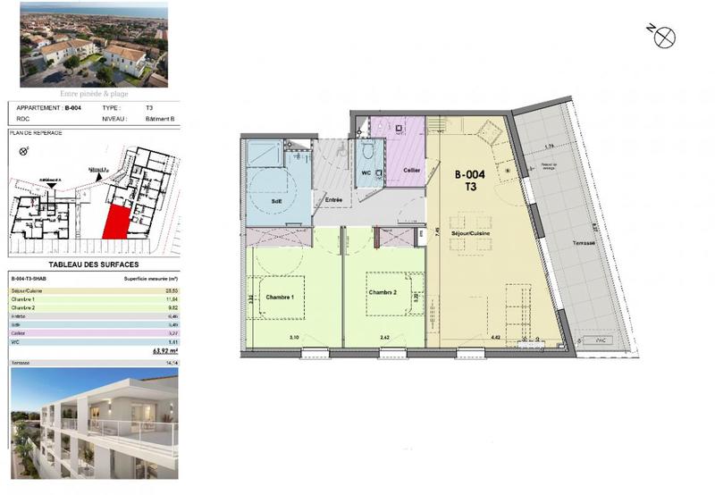 Appartement - 63 m² - 3 pièces