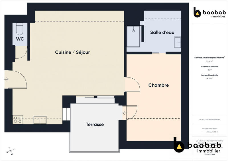 Appartement - 38 m² - 2 pièces