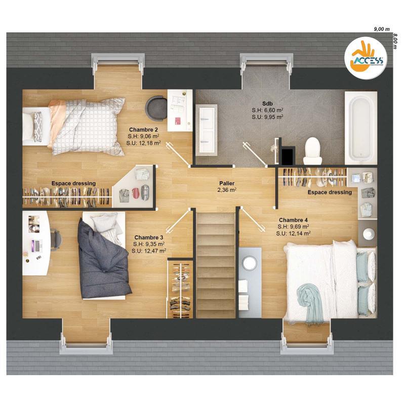 Maison - 93 m² - 6 pièces