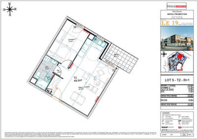 Appartement - 50 m² - 2 pièces