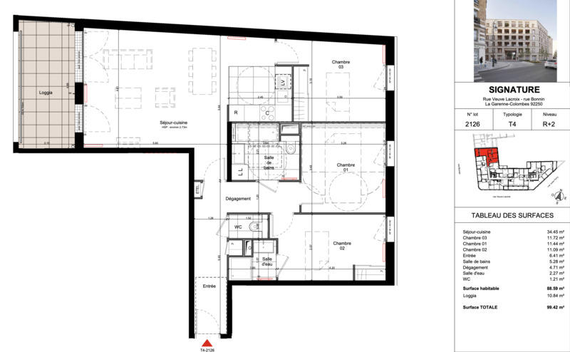 Appartement - 89 m² - 4 pièces