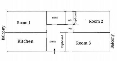 Chambre - 12 m² - 1 pièce