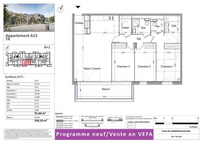 Appartement - 91 m² - 4 pièces
