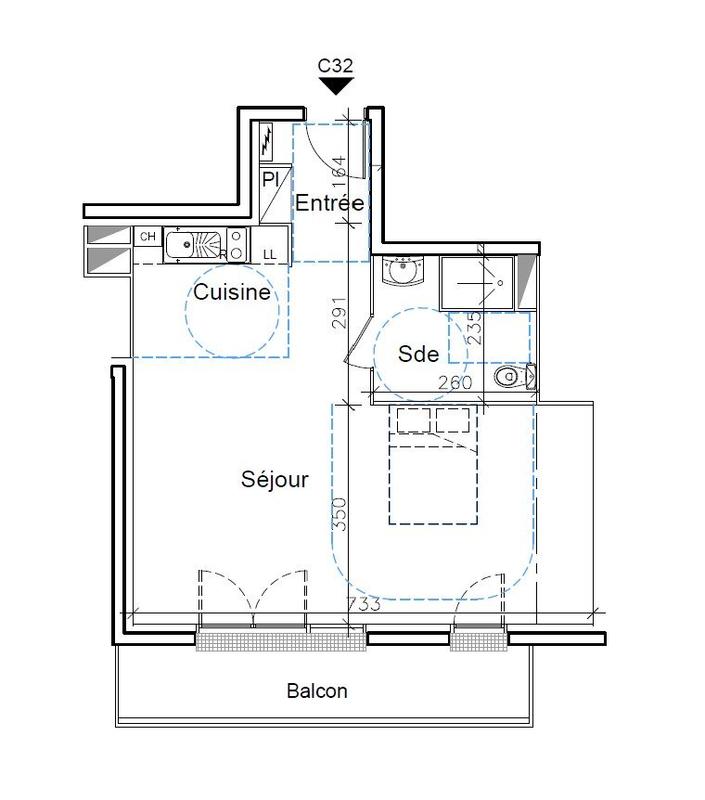 Appartement - 42 m² - 2 pièces