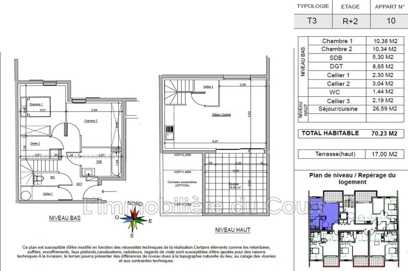 Appartement - 70 m² - 3 pièces